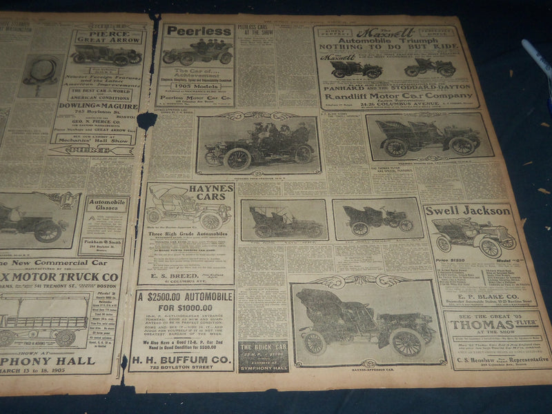 1905 MARCH 12 THE BOSTON HERALD SECTION- AUTOMOBILE & POWER BOAT SHOWS - BH 148