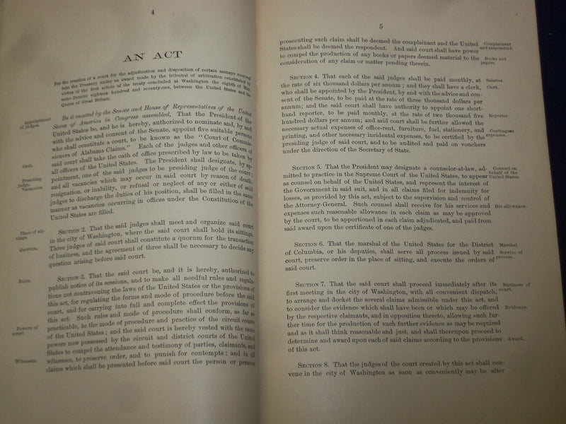 1882 LAWS OF ALABAMA CLAIMS AND RULES OF COURT - J 4483