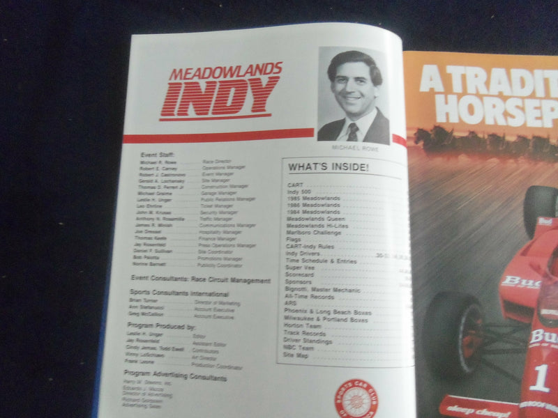 1987 JUNE 26-28 MEADOWLANDS INDY WORLD SERIES EVENT RACING PROGRAM - SP 3804X