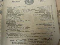 1921 THE ATLANTIC MONTHLY MAGAZINE LOT 9 ISSUES - GREAT COLOR ADS - WR 341D