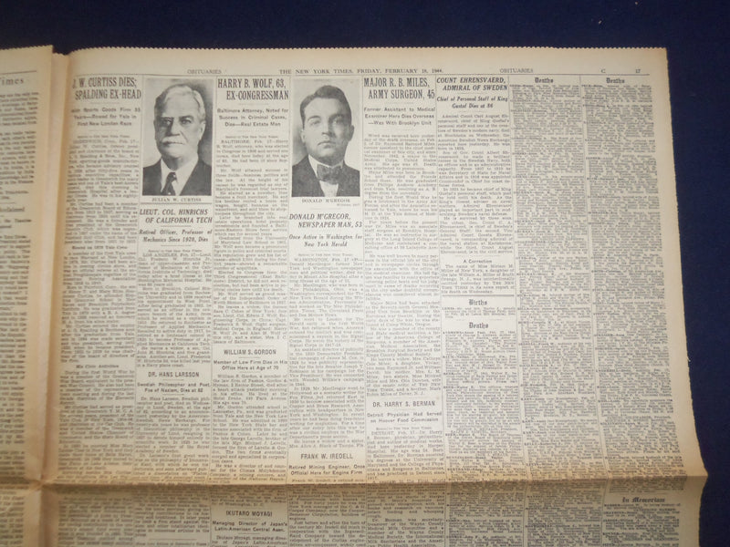 1944 FEB 18 NEW YORK TIMES - TRUK ATTACKED BY STRON U.S. SEA-AIR FORCES- NP 6556