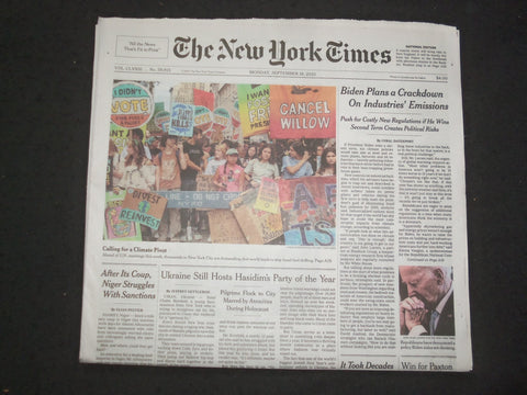 2023 SEPTEMBER 18 NEW YORK TIMES -BIDEN PLANS CRACKDOWN ON INDUSTRIES' EMISSIONS