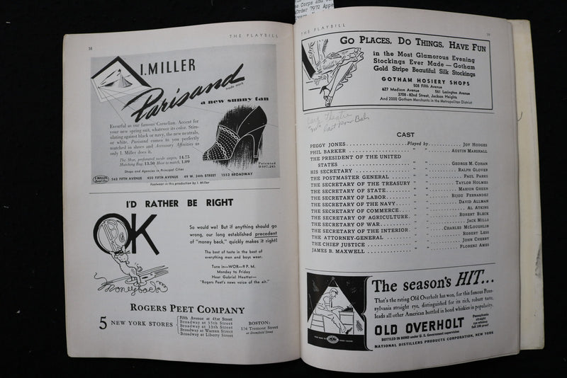 1938 I'D RATHER BE RIGHT PROGRAM- THE PLAYBILL-GEORGE M. COHAN -LOT OF 2- K 3049