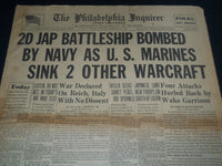 1941 DEC 12 PHILADELPHIA INQUIRER - 2D JAP BATTLESHIP BUMBED BY NAVY - NT 7508