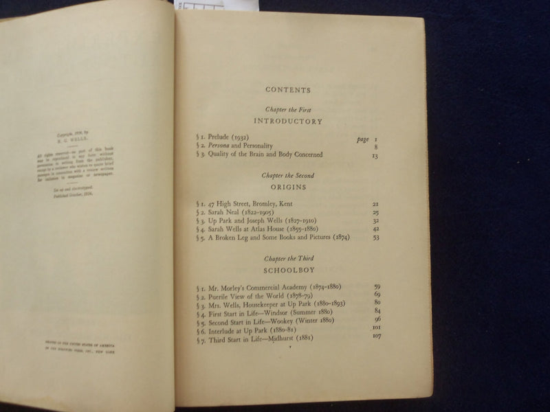1934 EXPERIMENT IN AUTOBIOGRAPHY HARDCOVER BOOK BY H. G. WELLS - KD 8623