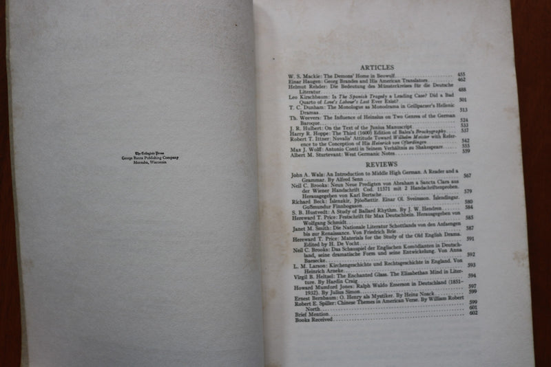 1938 OCTOBER JOURNAL OF ENGLISH AND GERMANIC PHILOLOGY - SOFTCOVER BOOK - K 3240