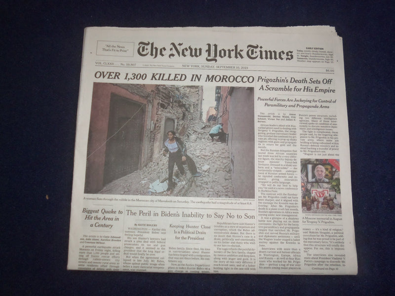2023 SEPTEMBER 10 NEW YORK TIMES - OVER 1,300 KILLED IN MOROCCO EARTHQUAKE