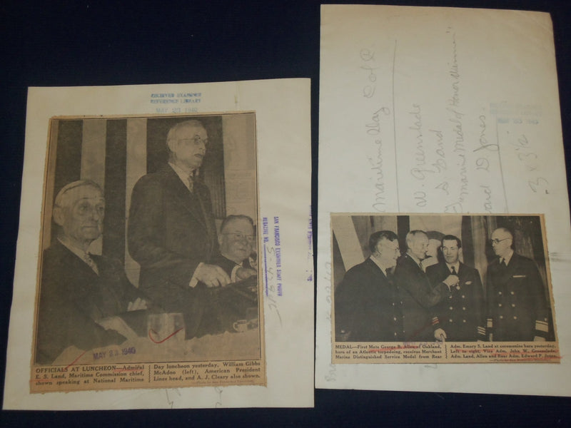 1920'S - 1940'S WIRE PHOTOS OF REAR ADMIRAL EMORY S. LAND LOT OF 18 - J 1800