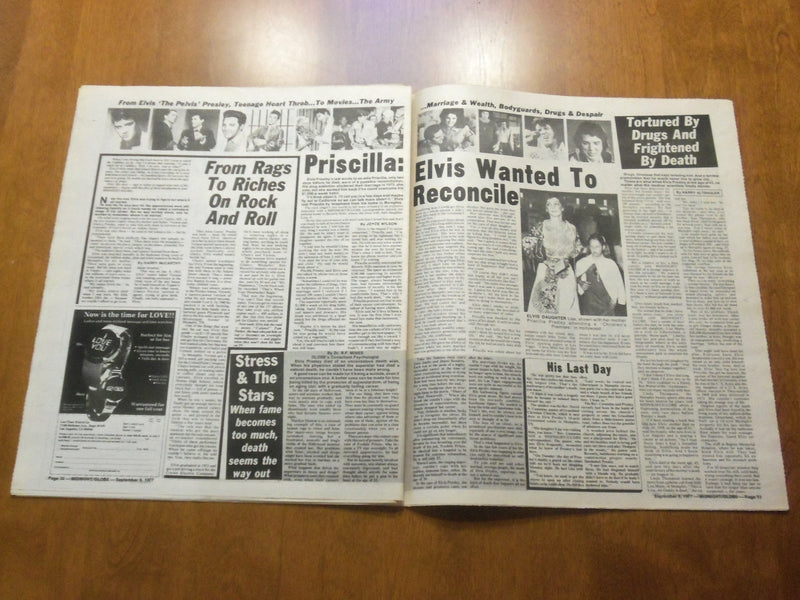 1977 SEPTEMBER 6 MIDNIGHT GLOBE NEWSPAPER - ELVIS' LAST WORDS - NP 4730