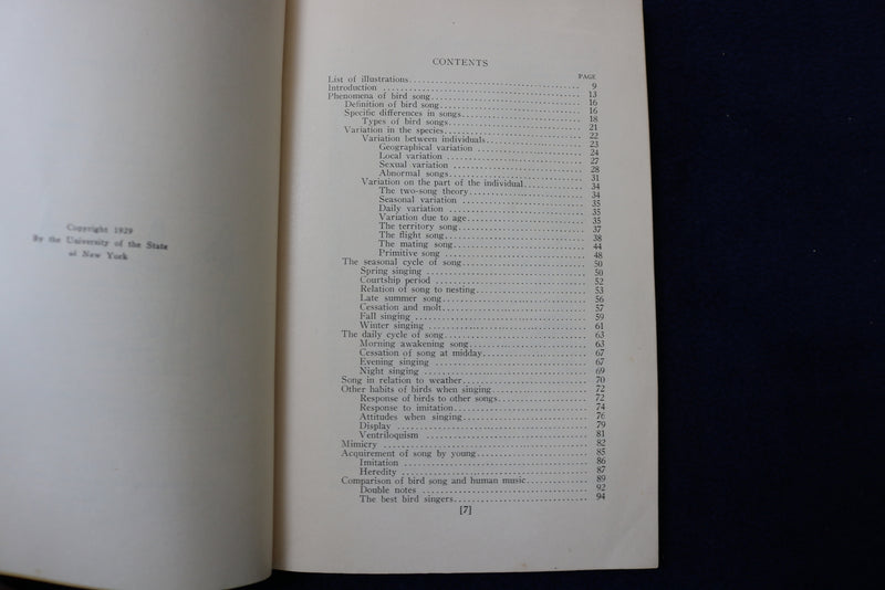 1929 BIRD SONG SOFTCOVER BOOK BY ARETAS A. SAUNDERS-NEW YORK STATE MUSEUM- K 876