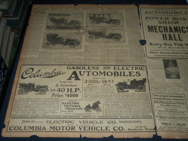 1905 MARCH 12 THE BOSTON HERALD SECTION- AUTOMOBILE & POWER BOAT SHOWS - BH 148