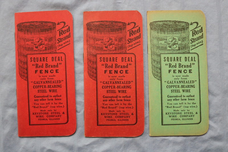 1924 SQUARE DEAL RED BRAND FENCE MEMO BOOK - KEYSTONE STEEL - LOT OF 6 - K 2960