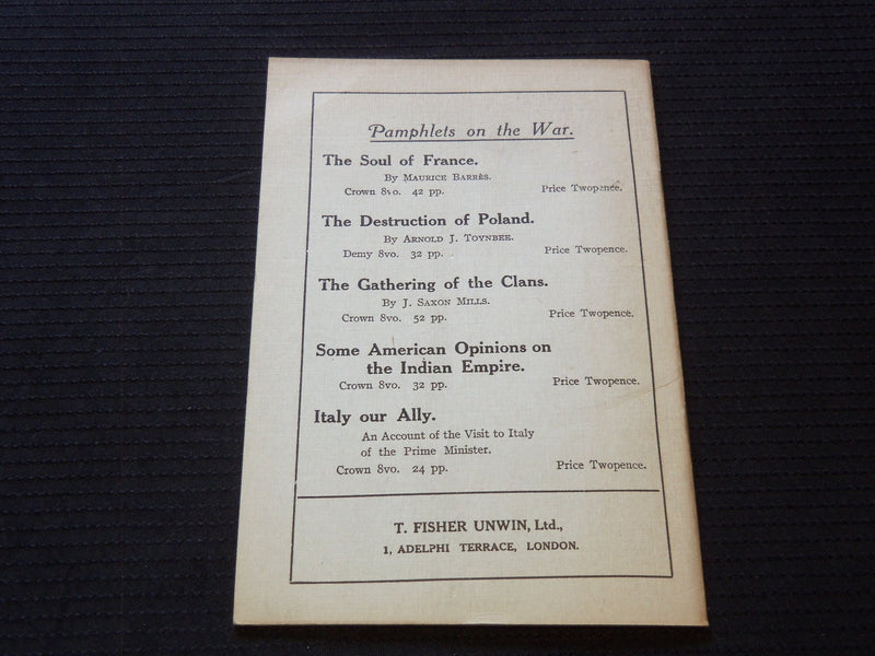 1916 WHY BRITAIN IS IN THE WAR A SPEECH BY HON. VISCOUNT GREY - BOOK - J 7225