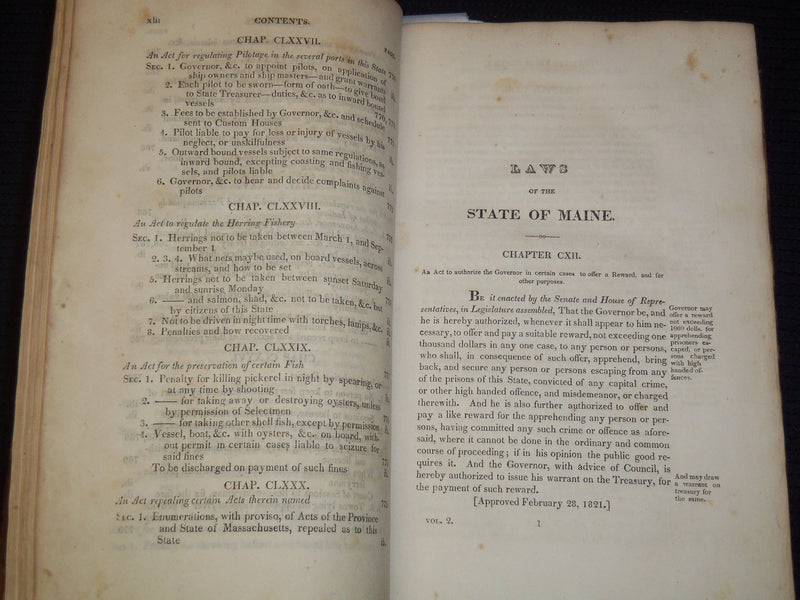 1821 LAWS OF THE STATE OF MAINE VOLUME NO. 2 - BRUNSWICK - KD 6263G