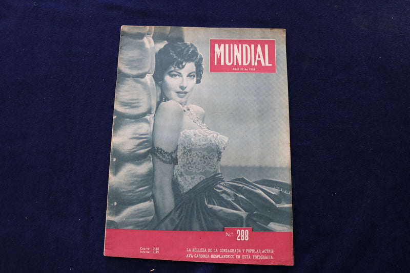 1953 APRIL 22 MUNDIAL MAGAZINE - AVA GARDNER COVER - SPANISH - E 23865