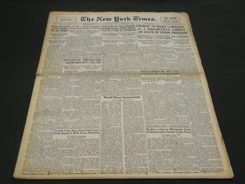1948 FEBRUARY 20 NEW YORK TIMES - SOUTHERNERS REVOLT ON CIVIL RIGHTS - NT 4418
