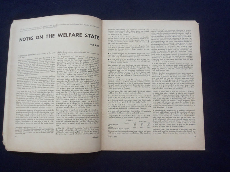1966 MARCH LIBERATION MAGAZINE -POVERTY AND THE FEDERAL GOVERNMENT - J 9752