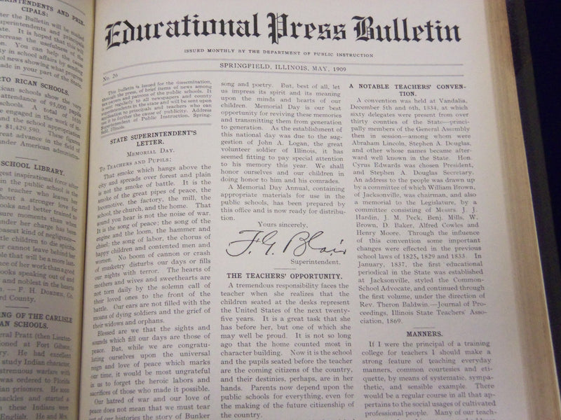 1907-1923 EDUCATIONAL PRESS BULLETIN BOUND VOLUME LOT OF 4 - ILLINOIS - KD 3486A