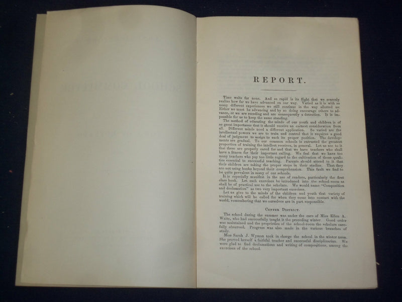 1869 TOWN OF RUTLAN SCHOOL COMMITTEE ANNUAL REPORT - J 4482