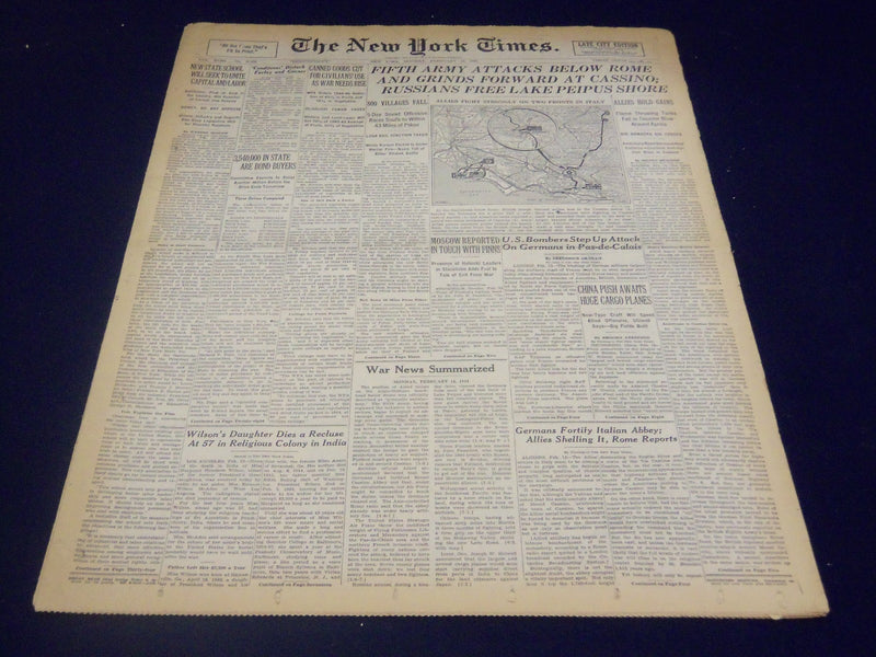1944 FEBRUARY 14 NEW YORK TIMES - FIFTH ARMY ATTACKS BELOW ROME - NT 3732