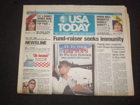 1997 FEBRUARY 21-23 USA TODAY NEWSPAPER - FUND-RAISER SEEKS IMMUNITY - NP 7852