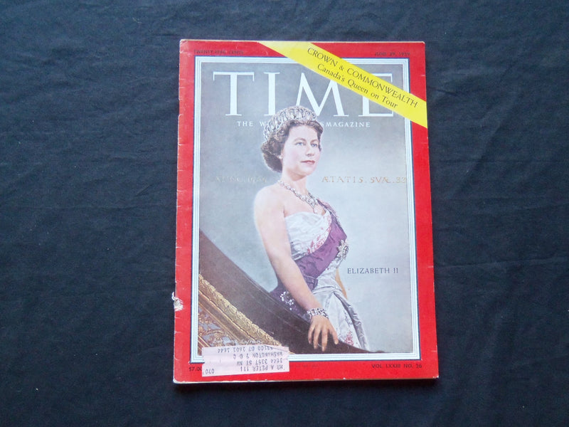 1959 JUNE 29 TIME MAGAZINE - QUEEN ELIZABETH II (PURPLE) - T 1696
