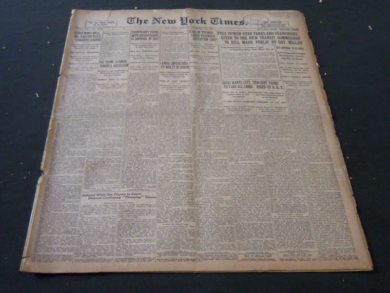 1921 FEBRUARY 15 NEW YORK TIMES - LANDIS IMPEACHED BY WELTY IN HOUSE - NT 5470