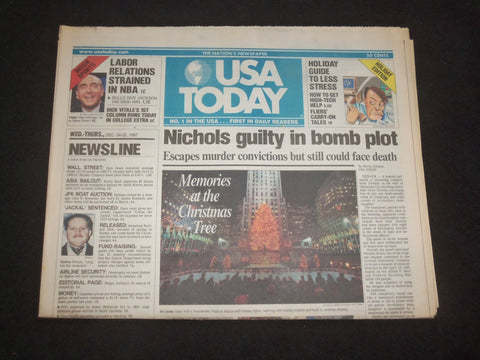 1997 DECEMBER 24-25 USA TODAY NEWSPAPER - NICHOLS GUILTY IN BOMB PLOT - NP 7897