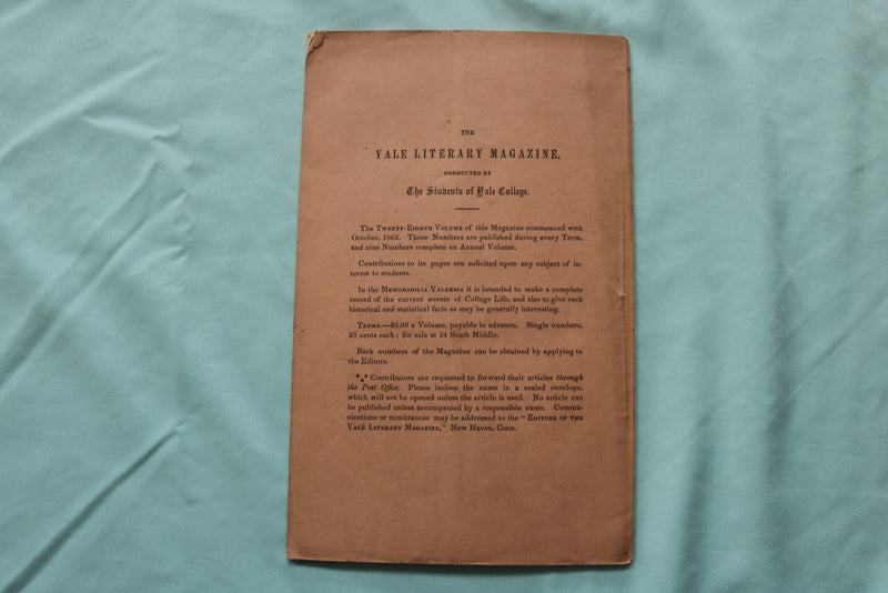 162-1863 YALE LITERARY MAGAZINE - LOT OF 2 - K 3284