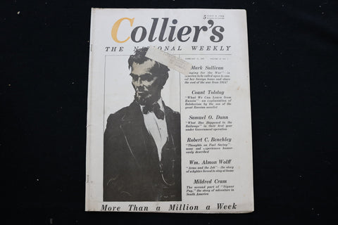 1919 FEBRUARY 15 COLLIER'S MAGAZINE - ABRAHAM LINCOLN COVER - E 10942