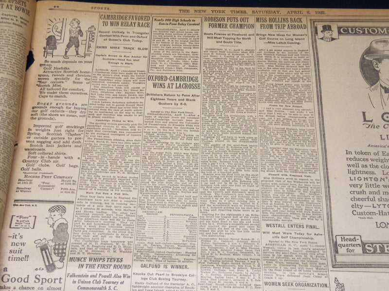 1922 APRIL 8 NEW YORK TIMES - ENRIGHT GETS 1192 MORE PATROLMEN - NT 8580