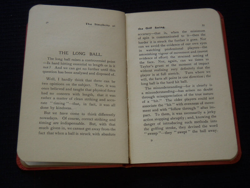 1911 THE SIMPLICITY OF THE GOLF SWING HARDCOVER BOOK BY A. P. LAYER - KD 7715
