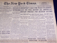1939 APRIL 15 NEW YORK TIMES - ROOSEVELT CALLS FOR PEACE IN EUROPE - NT 1323