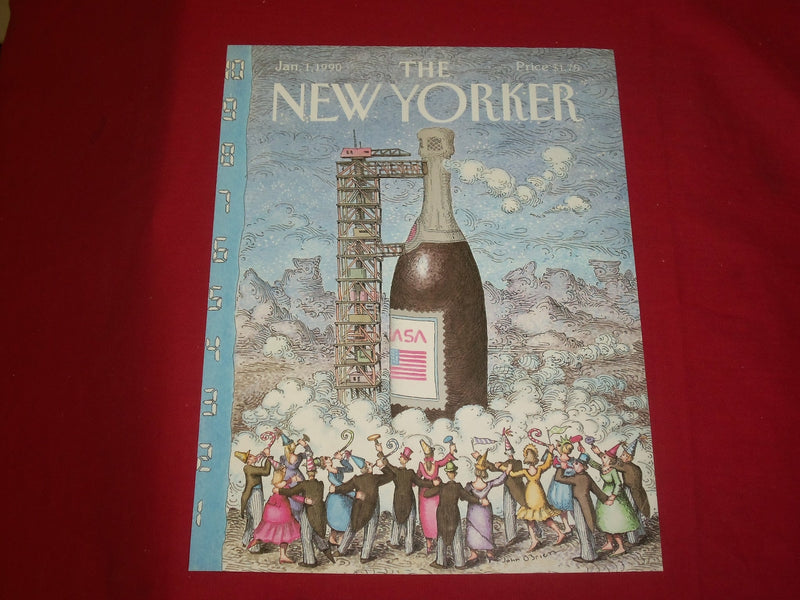 1990 JANUARY 1 NEW YORKER MAGAZINE FRONT COVER ONLY - GREAT ART FOR FRAMING