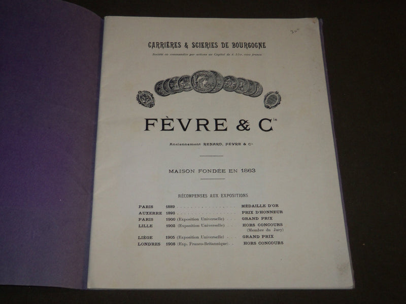 1910'S FAVRE & CIE CARRIERES & SCIERIES DE BOURGOGNE FRENCH CATALOGUE - FR 453
