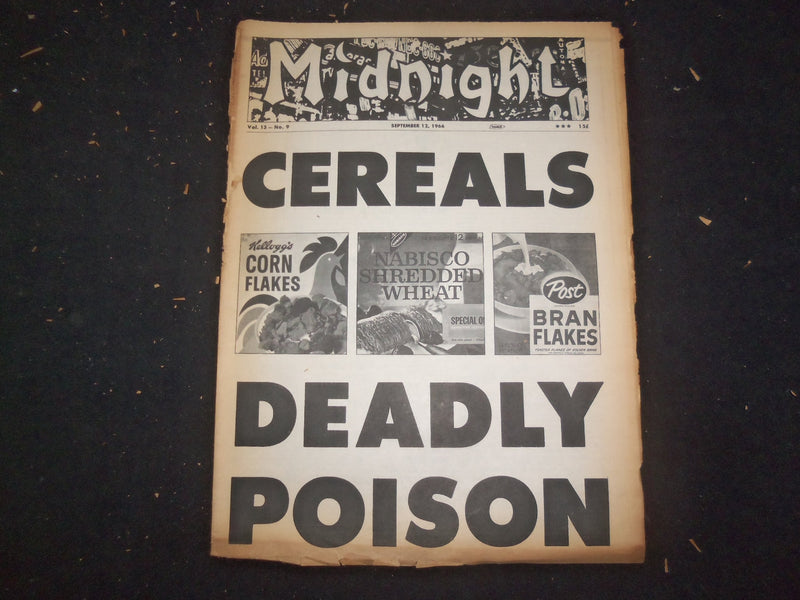1966 SEPTEMBER 12 MIDNIGHT NEWSPAPER - CEREALS DEADLY POISON - NP 7368