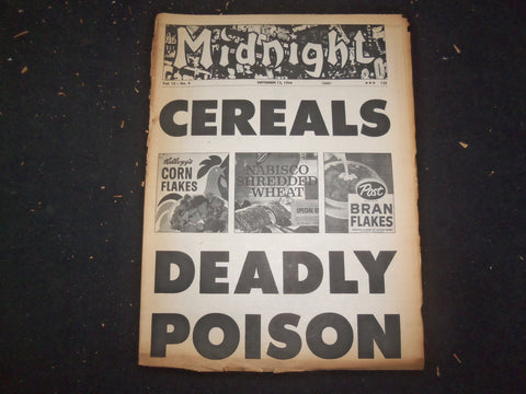 1966 SEPTEMBER 12 MIDNIGHT NEWSPAPER - CEREALS DEADLY POISON - NP 7368