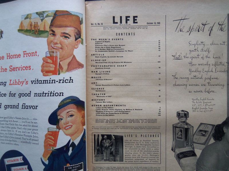 1943 OCTOBER 18 LIFE MAGAZINE - WARTIME ROMANCES - L 361