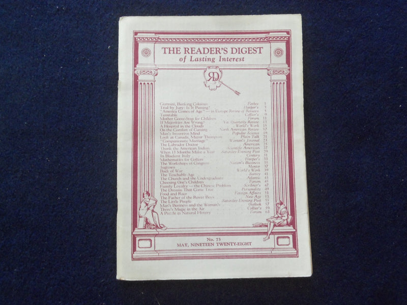 1928 MAY THE READER'S DIGEST SOFTCOVER BOOK - NUMBER 73 - J 8434