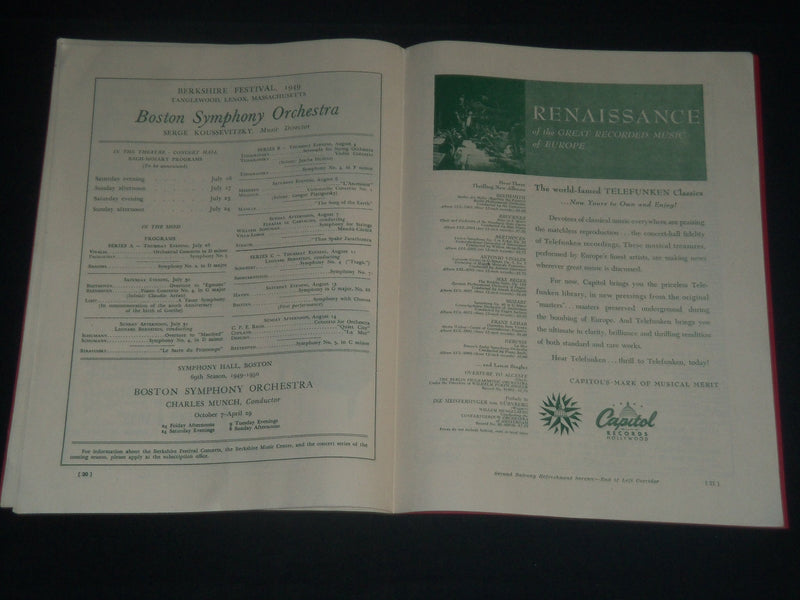 1949 JUNE 6 BOSTON UNIVERSITY NIGHT AT THE POPS SOUVENIR PROGRAM - J 4289