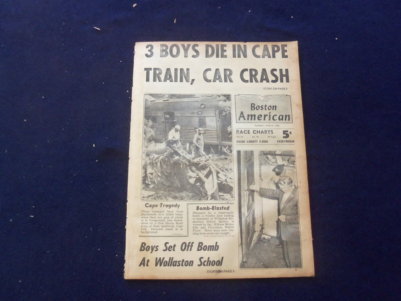 1959 JUNE 23 BOSTON AMERICAN NEWSPAPER - MARILYN MONROE ARTICLE & PHOTO- NP 6240