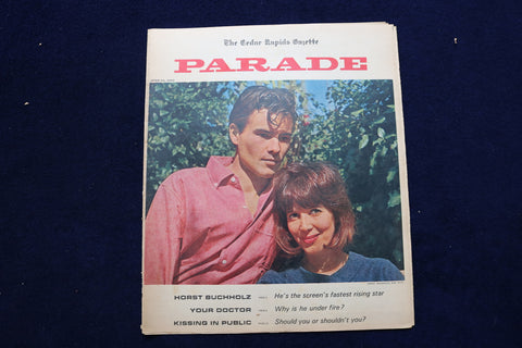 1962 JUNE 24 PARADE MAGAZINE - HORST BUCHHOLZ & WIFE COVER - E 22382