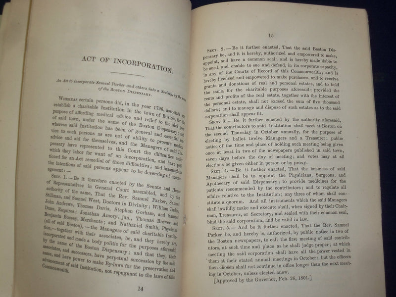 1871 BOSTON DISPENSARY 75TH ANNUAL REPORT, BY SAMUEL A. GREEN - J 4601