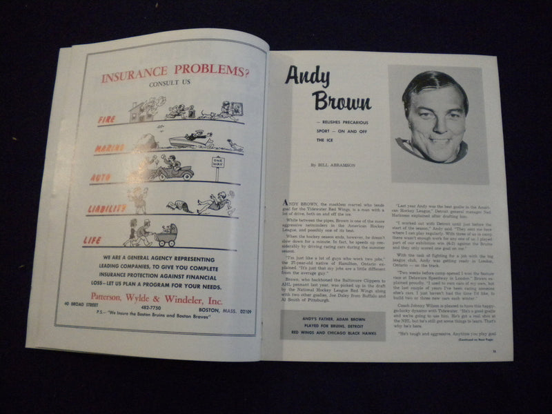 1971-1972 BOSTON BRAVES AHL HOCKEY PROGRAM - SP 3624K