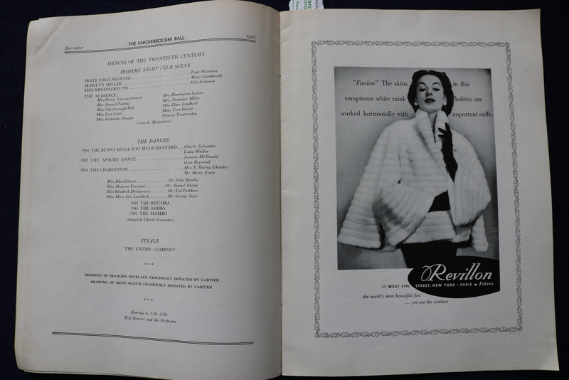 1951 DECEMBER 14 THE KNICKERBOCKER BALL PROGRAM - K 1738