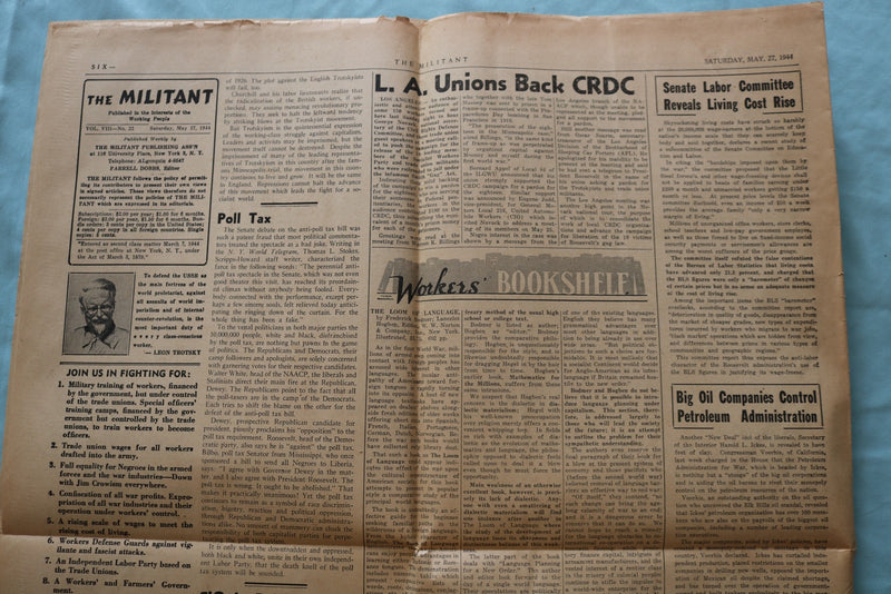 1944 MAY 27 THE MILITANT NEWSPAPER - FDR - PLANT SEIZURES - K 3304