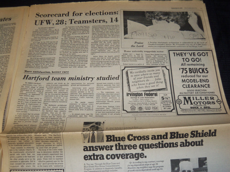 1975 SEPTEMBER 19 THE CATHOLIC REVIEW - SAINT ELIZABETH ANN SETON - NP 1847R