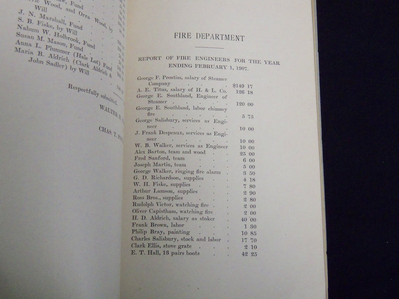 1907 UPTON TOWN OFFICERS ANNUAL REPORT - MASSACHUSETTS - J 8806