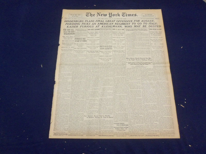 1918 JUNE 28 NEW YORK TIMES - PERSHING PICKS REGIMENT TO GO TO ITALY - NT 9092