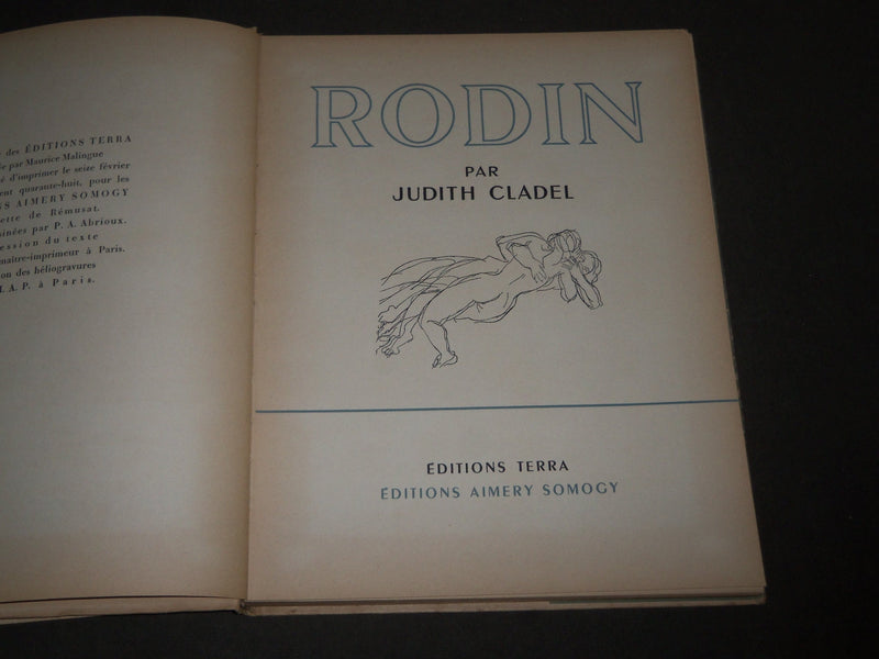 1948 RODIN BOOK BY JUDITH CLADEL - FRENCH - 108 PLATES - D 215